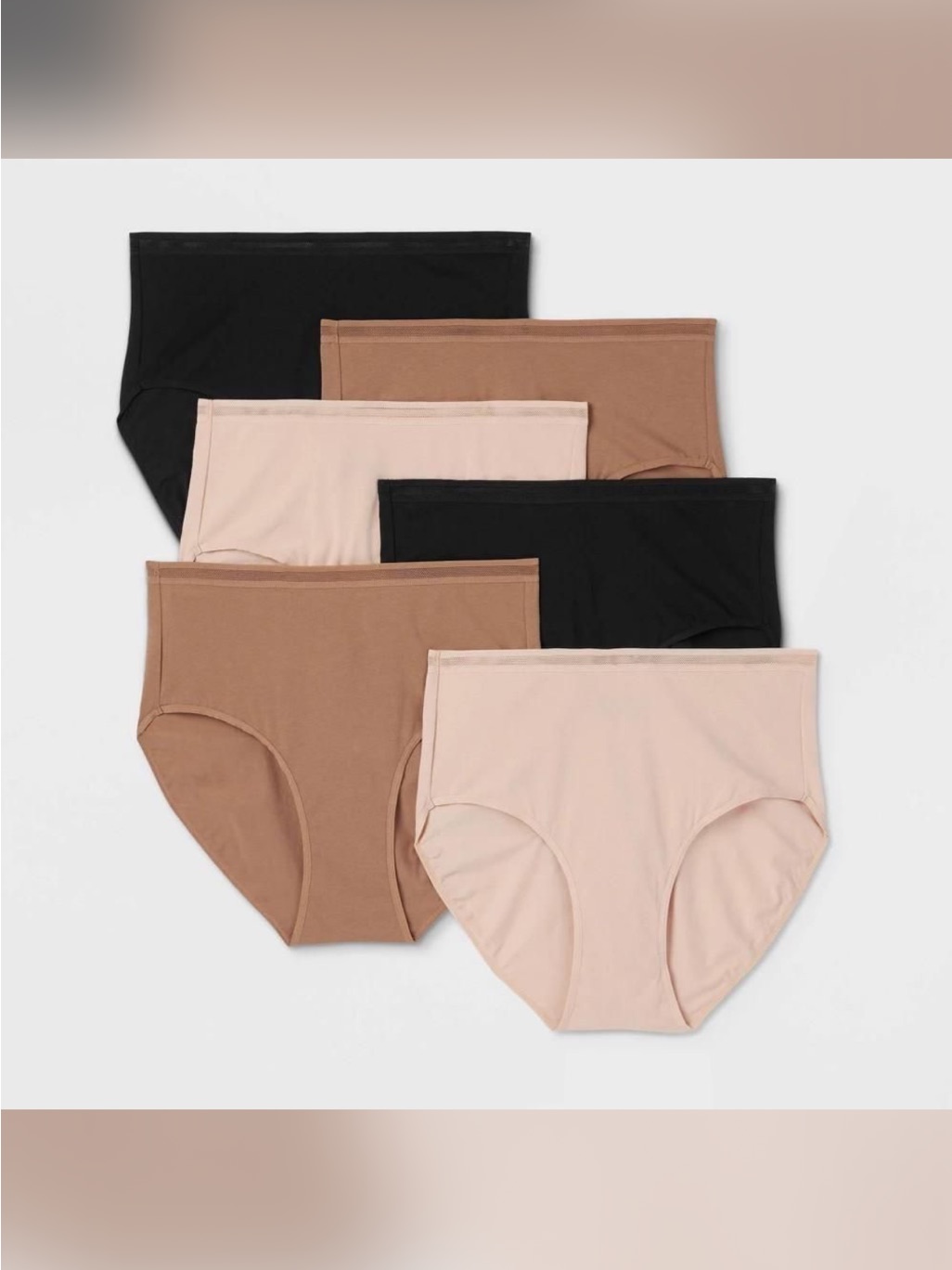 2 Pack Of Womens 6-Pack High-Waist Briefs In Black, And Light Nude And Nude